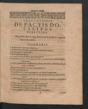 Tractationis De Pactis Dotalibus.