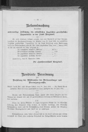 Revidierte Verordnung zur Verhütung des Mißbrauches des Versammlungs- und Vereinigungsrechts.
