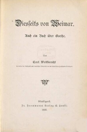 Diesseits von Weimar : auch ein Buch über Goethe