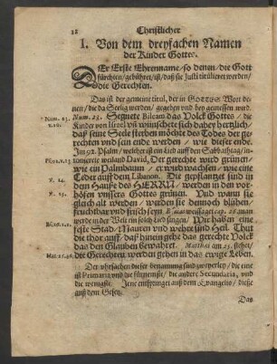I. Von dem dreyfachen Namen der Kinder Gottes