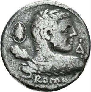 Denar des P. Cornelius Lentulus Marcellinus mit Darstellung der Roma