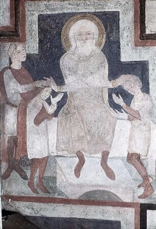 Jakob segnet Ephraim und Manesse (nördliches Fenster, rechte Laibung unten)