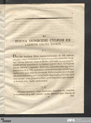 De Poena Homicidii Cvlposi Ex Laesione Dolosa Exorti.