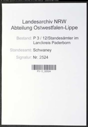 Sterberegister Standesamt Schwaney