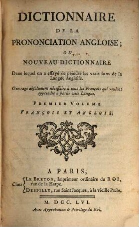 Dictionnaire de la prononciation Angloise