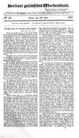 No 29, 22. Juli 1837