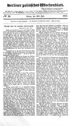 No 29, 22. Juli 1837