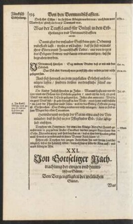 XXI. Von Gottseliger Nachtrachtung der ewigen und himmlischen Gütter.