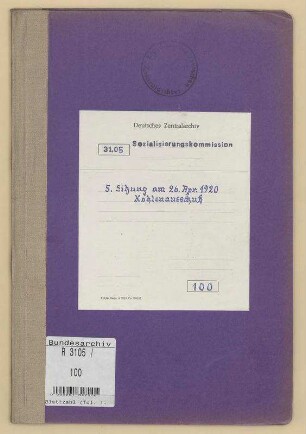 5. Sitzung am 26. Apr. 1920: Kohlenausschuss