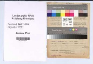 Entnazifizierung Paul Jansen , geb. 15.09.1907 (Telegrafenarbeiter)