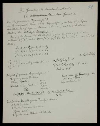 II. Geometrie als Invariantentheorie.