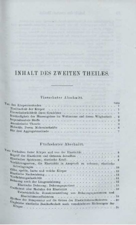 Inhalt des zweiten Theiles.