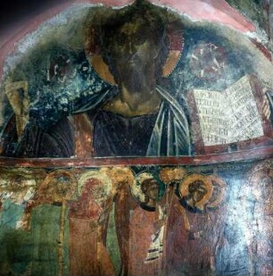 Kloster Valsamonero, Kirche Agios Fanourios, Inneres, Konche des Querschiff, Fresko, Christus Pantokrator