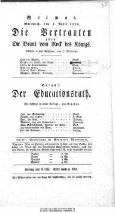 Die Vertrauten oder: Die Braut vom Rock des Königs