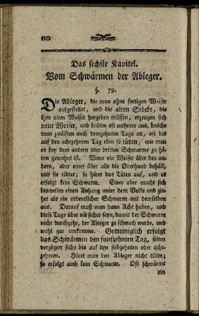 Das sechste Kapitel. Vom Schwärmen der Ableger.