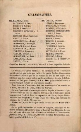 Journal de chimie médicale, de pharmacie et de toxicologie : et moniteur d'hygiène et de salubrité publique réunis, 6. 1860