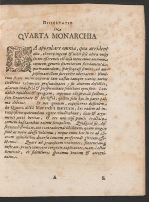 Dissertatio De Quarta Monarchia