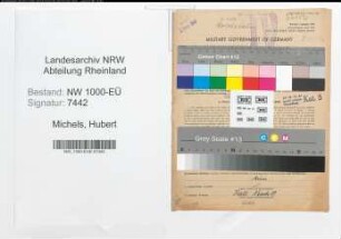 Entnazifizierung Hubert Michels, geb. 05.03.1908 (Werkfuehrer)