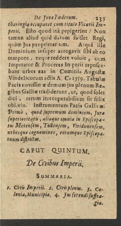 Caput Quintum. De Civibus Imperii.