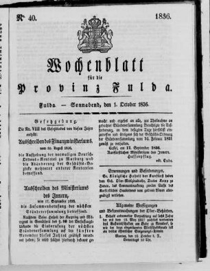 Nr. 40, Ausgabe vom 1. Oktober 1836