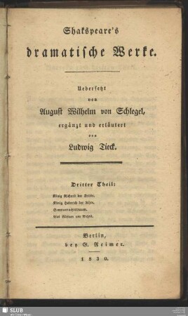 3: König Richard der Dritte. König Heinrich der Achte. Sommernachtstraum.Viel Lärm um Nichts
