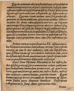 Tōn diatriōn philologikōn eikas, en hais diatribetai poli tinōn amphisbēmatōn tōn en tē metaphrasi kai hermēneia tu ... euangelistu Luka hypocheimenōn ... : Vicenarius disputationum Graecarum philologicarum in aliquot Capp. D. Lucae evangelii