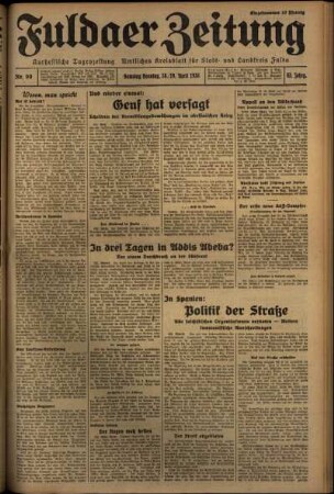 Erste Ausgabe vom Samstag, den 18. April 1936.