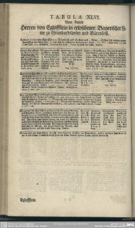 Tabula XLVI. Von denen Herren von Egloffstein in erloschener Bayerischer Linie zu Grunhardshofen und Bärenfelß