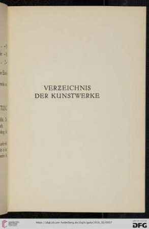 Verzeichnis der Kunstwerke (Nr. 1-139)