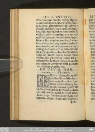 De Usu & Habitatione. Titulus. V.