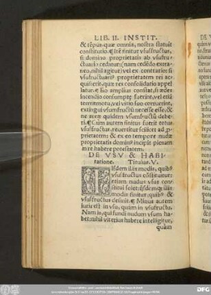 De Usu & Habitatione. Titulus. V.