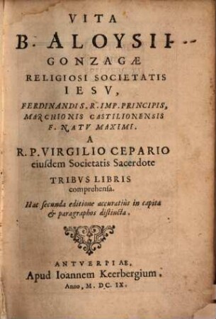 Vita del ... Luigi Aloisio Gonzaga