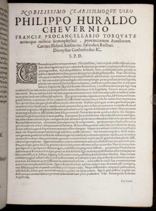 Nobilissimo Clarissimoque Viro Philippo Huraldo Chevernio [...]