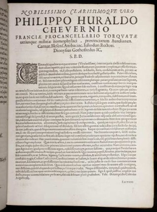 Nobilissimo Clarissimoque Viro Philippo Huraldo Chevernio [...]