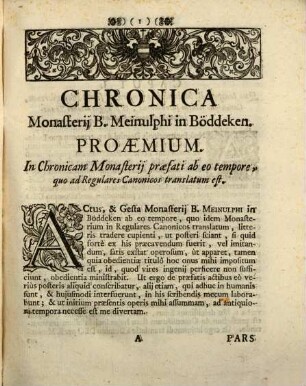Chronicon Monasterii Bödecensis Ordinis Canonic. Regul. S. Augustini In Dioecesi Paderbornensi scriptum Saeculo XV.