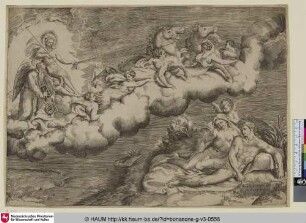 [Le lever du soleil représenté d'une manière poétique; Apollo, begleitet von der Zeit und den Horen, lässt die Sonne aufgehen]