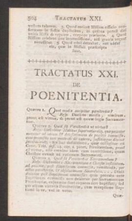 Tractatus XXI. De Poenitentia.