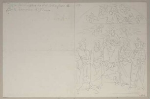 Thronende Maria mit dem Jesuskind zwischen Heiligen, nach einem Gemälde von Raffaello dal Colle in einer Kirche vor der Porta Romana in Siena