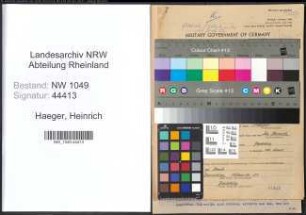 Entnazifizierung Heinrich Haeger , geb. 30.03.1901 (Kaufmann)