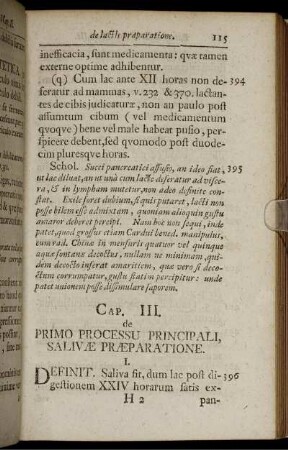 Cap. III. de Primo Processu Principali, Salivæ Præparatione.