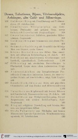 Dosen, Tabatieren, Bijoux, Vitrinenobjekte, Anhänger, alte Gold- und Silberringe (Nr. 660-683)