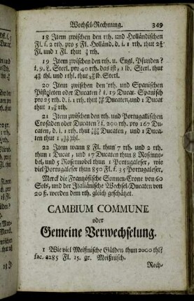Cambium Commune oder Gemeine Verwechselung. - Cambium Reale Oder Haupt-Wechselung.