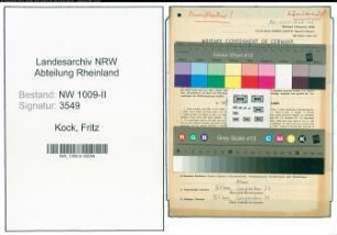 Entnazifizierung Fritz Kock , geb. 06.11.1895 (Kaufmann)