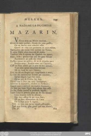 A Madame La Duchesse Mazarin.