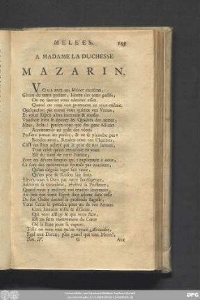A Madame La Duchesse Mazarin.