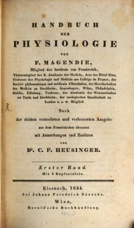 Handbuch der Physiologie. 1