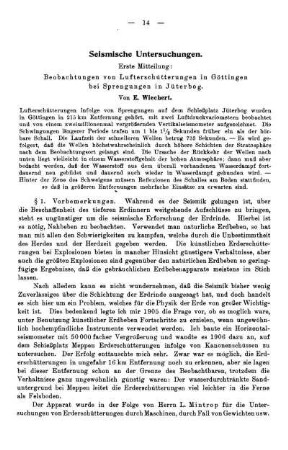 Seismische Untersuchungen. Erste Mitteilung: Beobachtungen von Lufterschütterungen in Göttingen bei Sprengungen in Jüterbog
