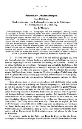 Seismische Untersuchungen. Erste Mitteilung: Beobachtungen von Lufterschütterungen in Göttingen bei Sprengungen in Jüterbog