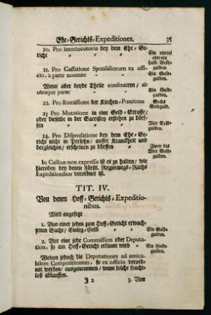 Tit. IV. Von dem Hoff-Gerichts-Expeditionibus. - Tit. V. Von denen Lehen-Gerichts-Expeditionibus.