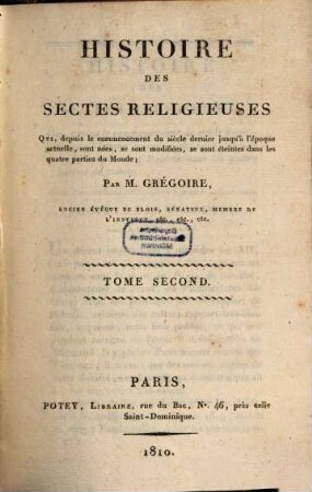 Histoire des Sectes réligeuses, Tome 2 (1810)